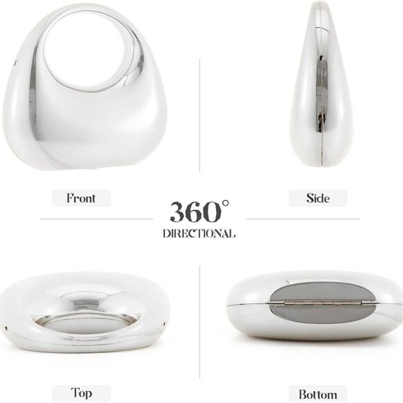 Brand New Moon Shape Silver Acrylic Handbag Great for Evenings - Picture 3 of 7